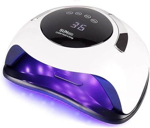 Generic Professional 120W LED UV Nail Lamp - White/Purple, Digital Display, Smart Timer, Dual Light Source
