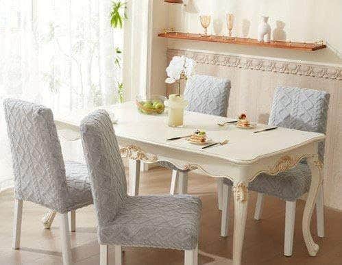 Generic Brown Jacquard Dining Chair Slipcover Set (6 Pieces) - Washable