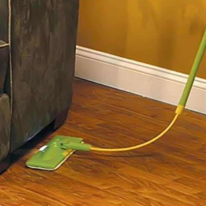 FLEX MOP with 360° Rotating Cleaning Head, Built-in Lighting for Dark Spaces, Extendable Handle for High Places, Suction Cup for Vertical Surfaces, Extra Cotton Pads, Green