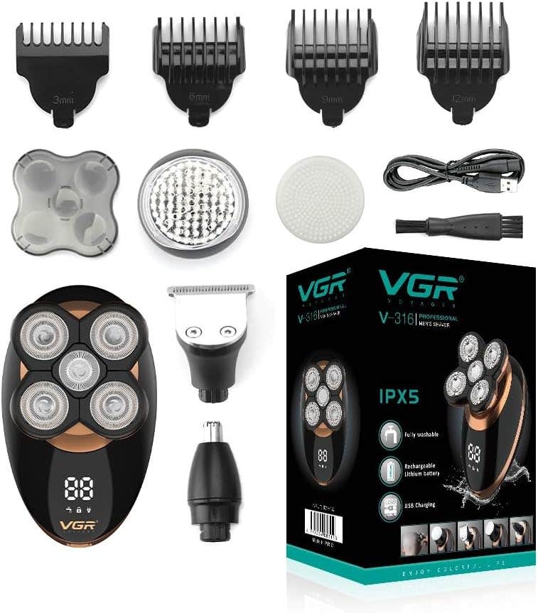 Vgr V-316 Hair Trimmer for Chin, Calzero Smoothing and Head Nose, Ear and Body, Wet & Dry Use, IPX5 Waterproof, Fully Washable