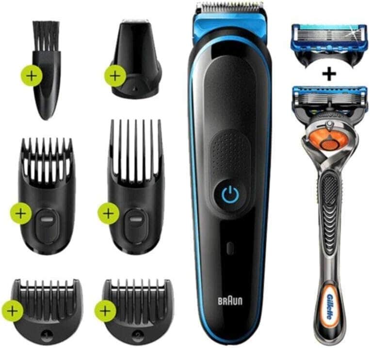 Braun All-in-One Trimmer MGK5245, 7-in-1 Trimmer, 5 Attachments and Gillette Fusion5 Proglide Razor – MGK5245