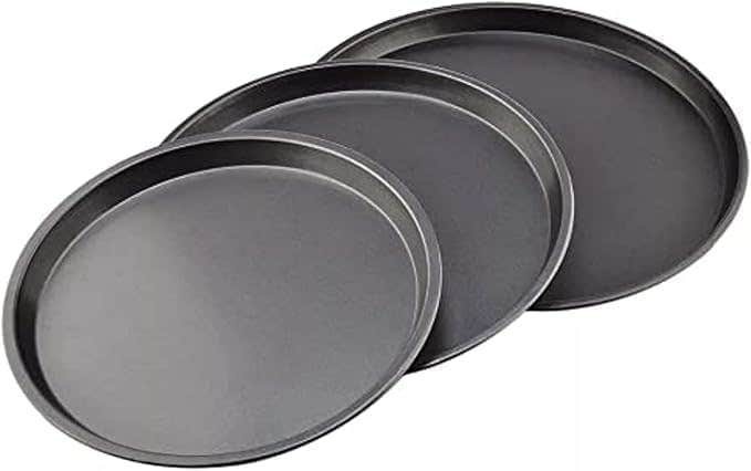 Generic 3-Piece Pizza Pan Set - Black Alloy Steel - Oven Safe
