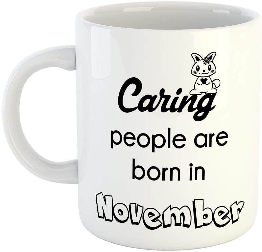 FurnishFantasy November Born Ceramic Coffee Mug - White - 350ml - Dishwasher Safe