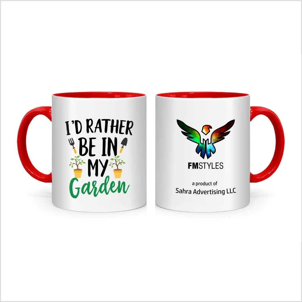 FMstyles Ceramic Red Garden Mug - Easy To Clean - 400g