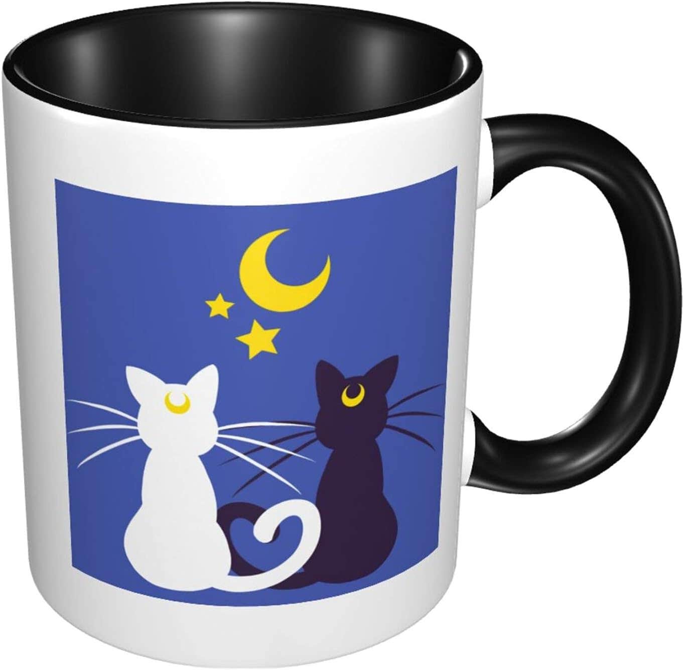 Coenog Double Color Ceramic Coffee Mug - Moon Kitties - 330ml