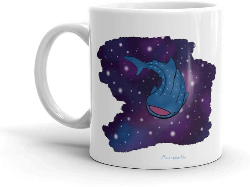 Ceramic Whale Shark in Space White Mug - Microwave Safe