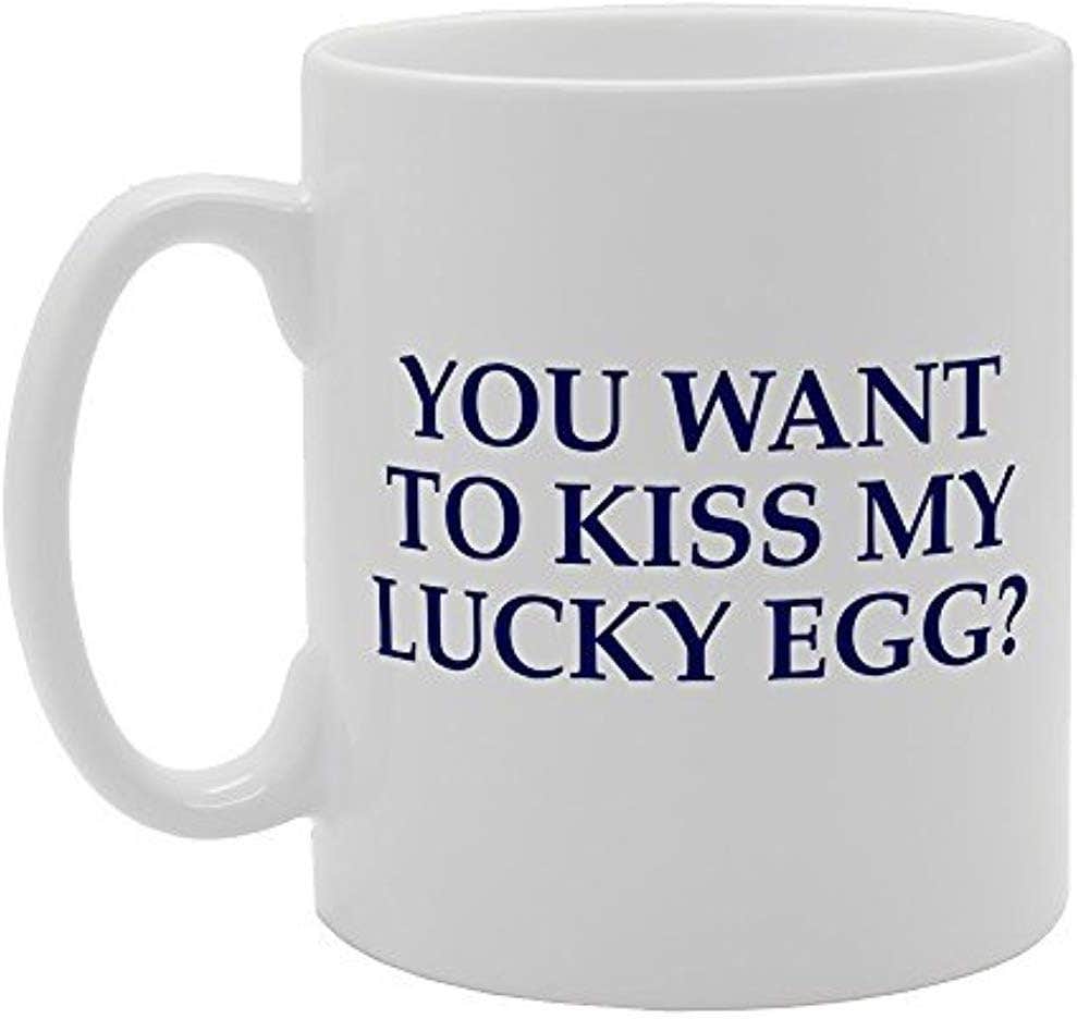 Novelty Kiss My Lucky Egg Ceramic Coffee Mug - 11 oz