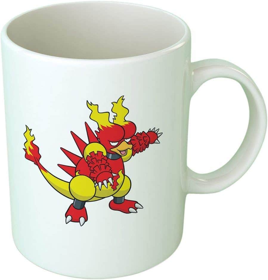 Fast-print Pokemon Magmar Cartoon Printed Ceramic Mug - Multicolor