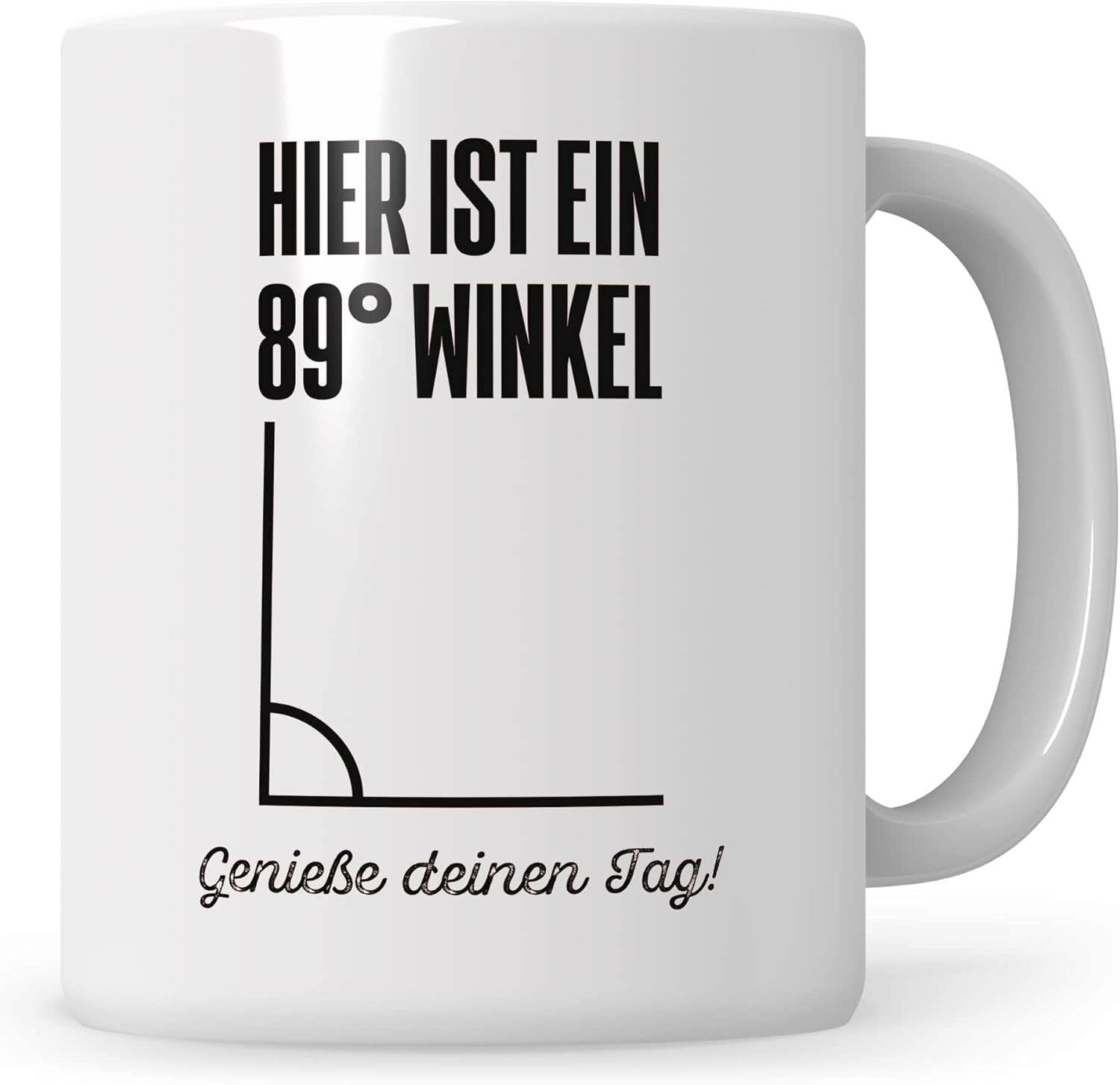 Sweetify 89 Degree Angle Ceramic Coffee Mug - 330ml, White, Microwave Safe
