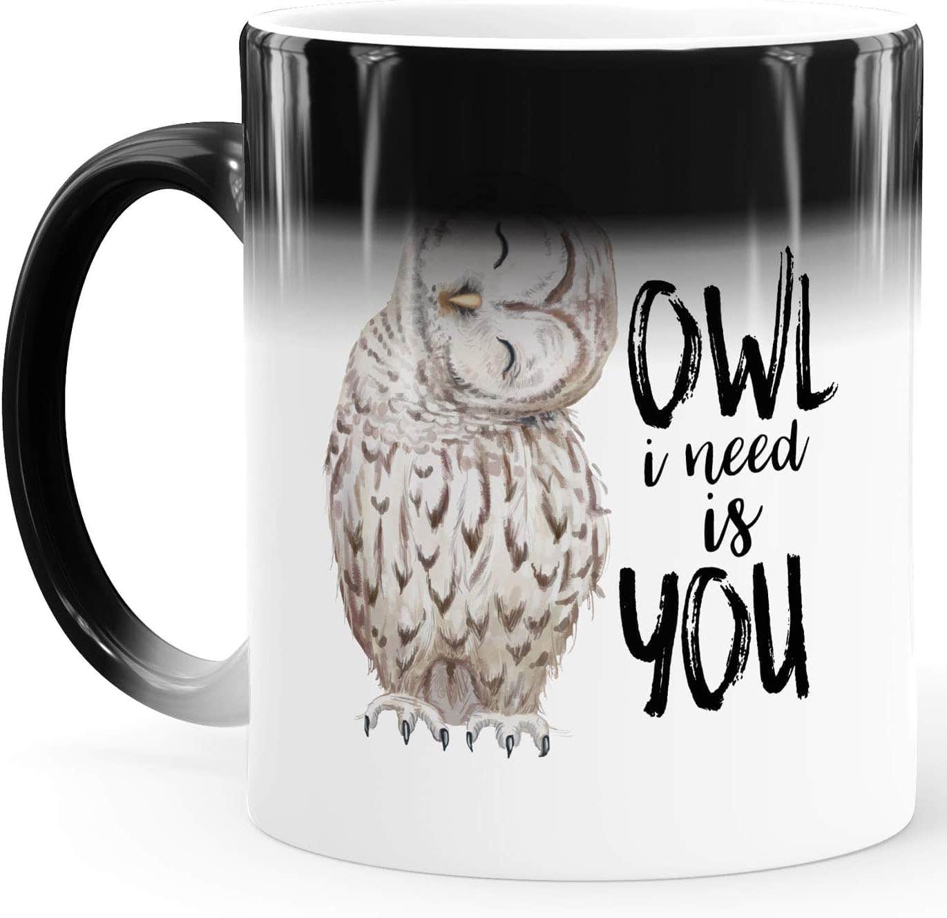 Color Changing Owl Magic Mug - Valentine's Day Gift - 300ml Ceramic Cup
