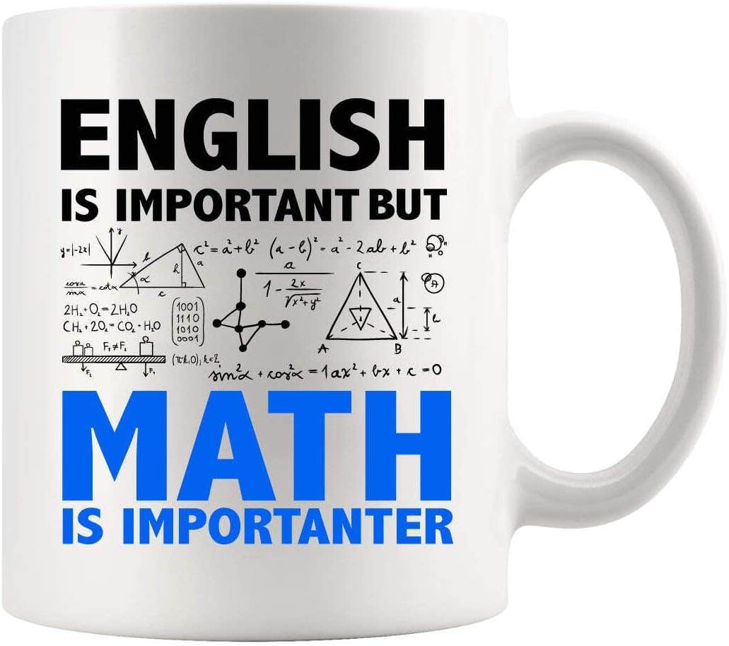 Panvola English Is Important But Math Is Importanter Math Lover Teacher Gifts Funny Engineer Dad Boyfriend Brother Husband Engineering Student Ceramic Mug Novelty Drinkware White 11 oz