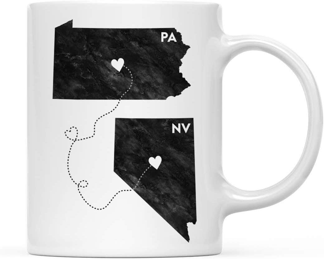 Modern Black and White Pennsylvania and Nevada Coffee Mug - Graduation & Relationship Gift