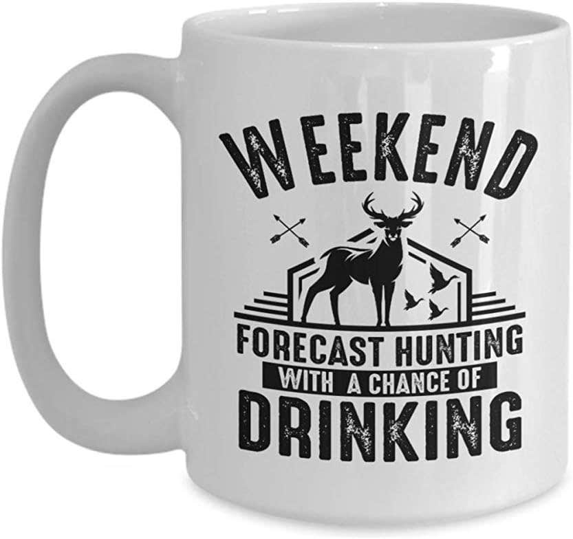 "Hunter's Novelty Ceramic Coffee Mug - Weekend Forecast Hunting Gift"
