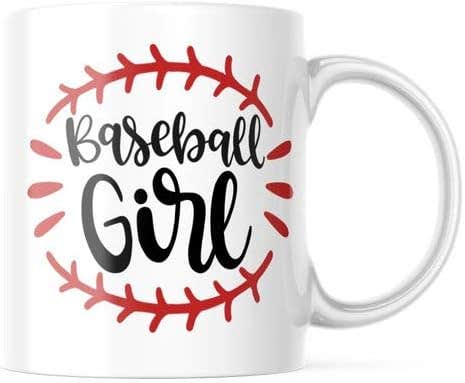 White Ceramic Baseball Girl 11 oz Mug | Microwave Safe & Scratch Resistant