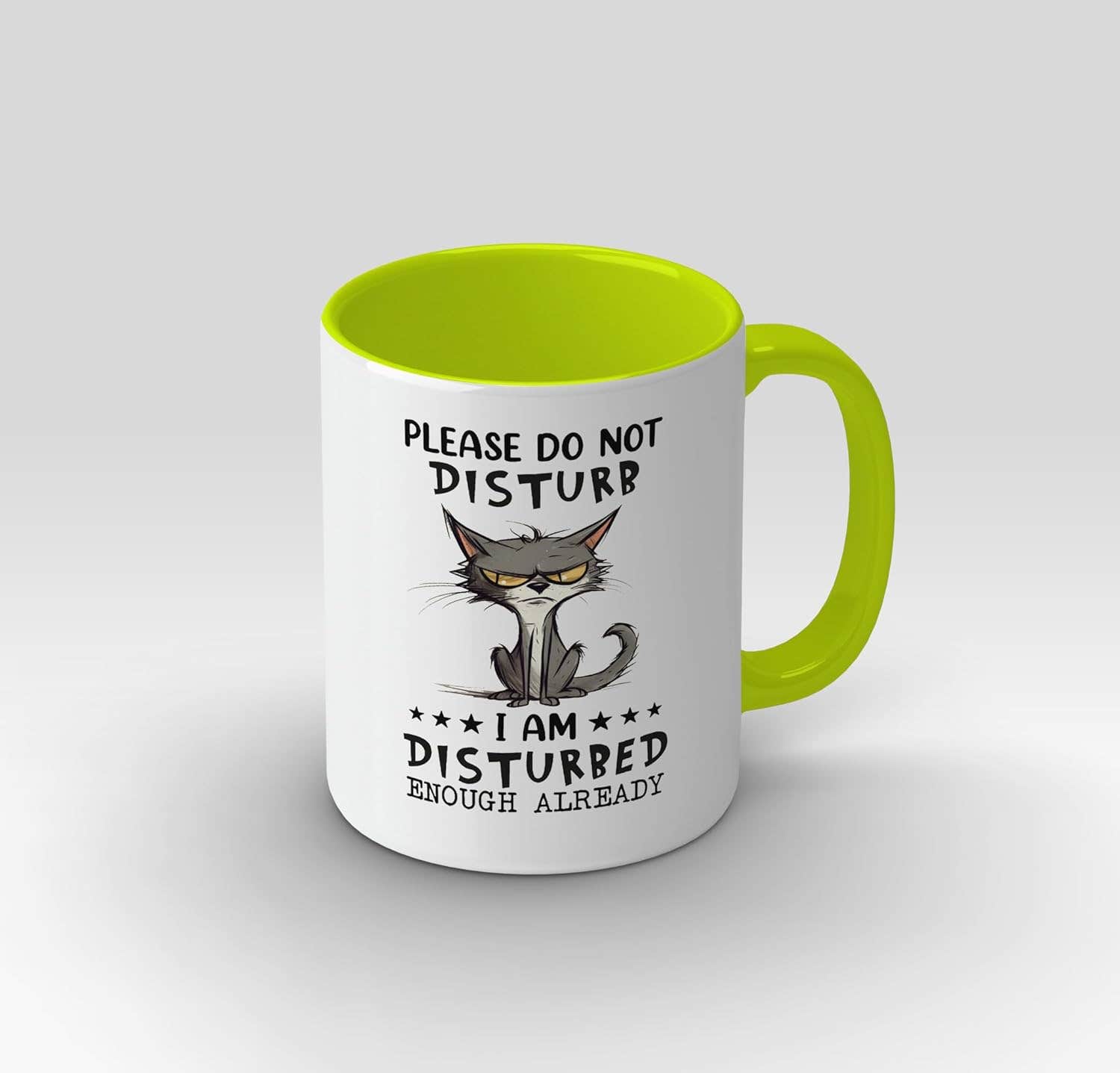 White Ceramic Mug with "Please Do Not Disturb" Drawing
