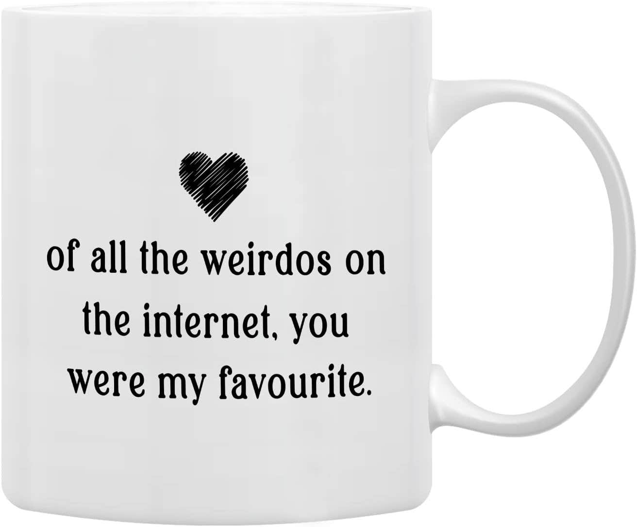 QASHWEY Romantic Online Dating Ceramic Coffee Mug - 11 oz, Double-Sided Print