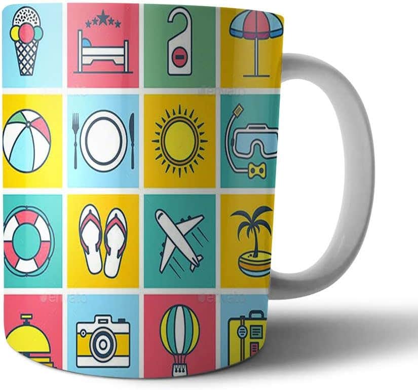 Generic Ceramic Multicolor Art Deco Animal Theme Summer Mug