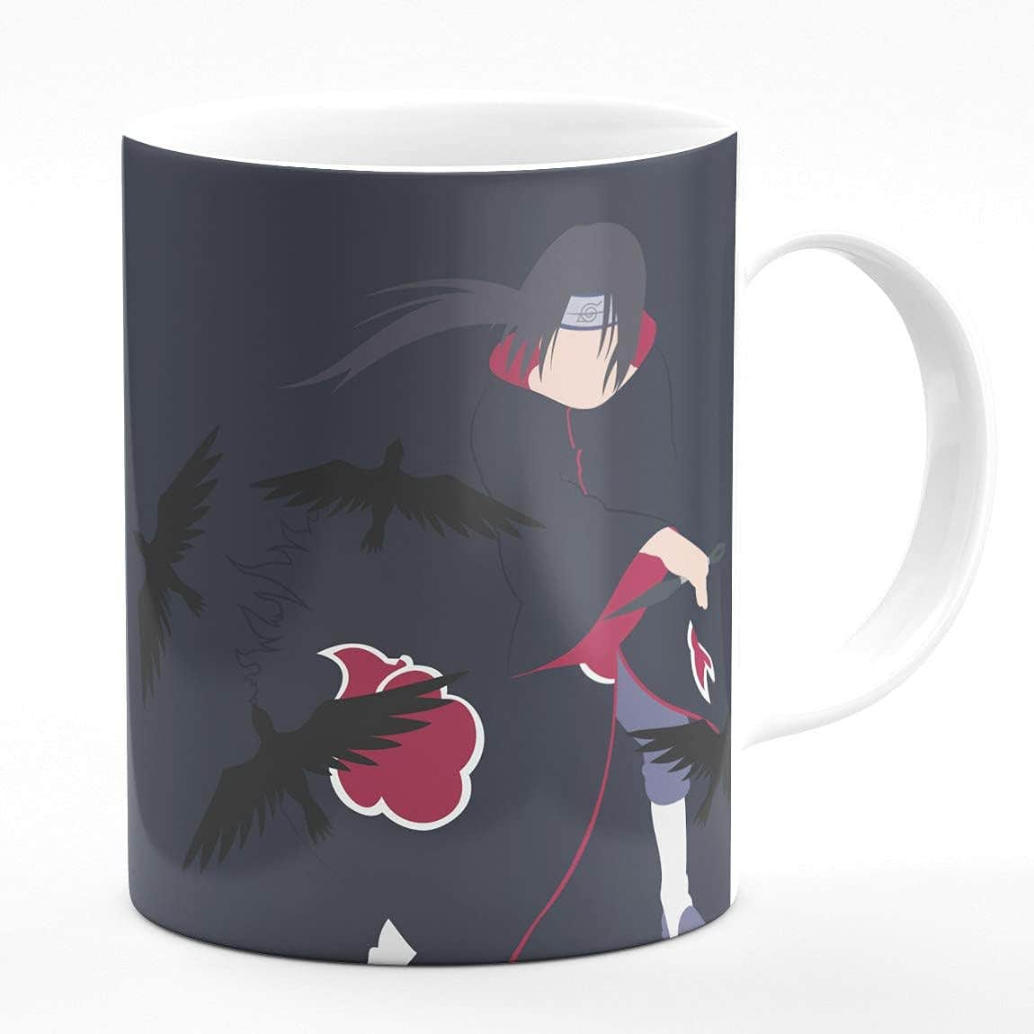 Anime Minimalist Ceramic Mug - Itachi, 350ml, Microwave & Dishwasher Safe