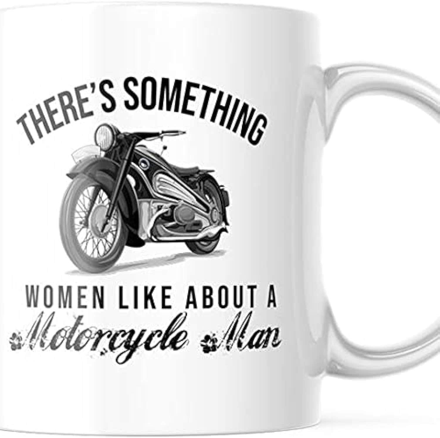 Motorcycle Man 11oz Coffee Mug - Bikers Cup, White Ceramic, Microwave Safe
