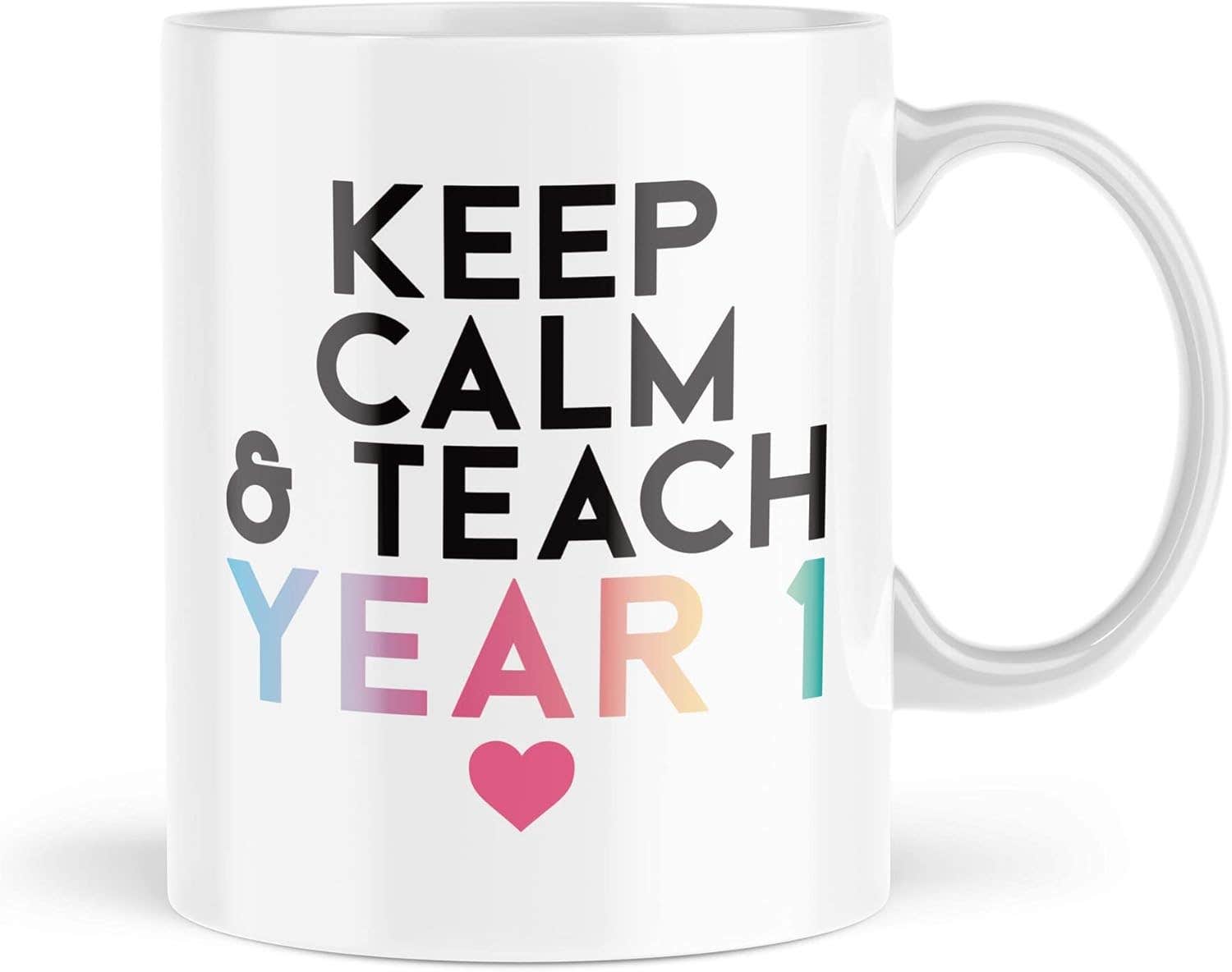 Tongue in Peach White Ceramic Teacher Mug | Keep Calm & Teach Year 1 | 10oz | Microwave Safe