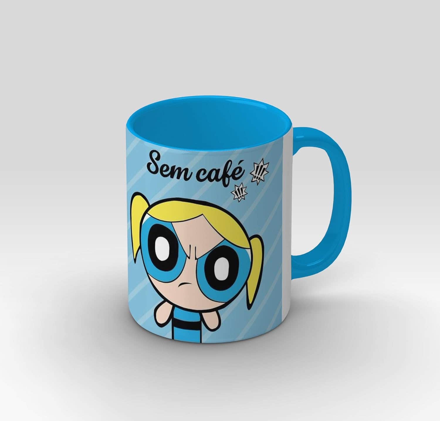 Ceramic Cartoon Drawing Mug - Light Blue - 300g Capacity
