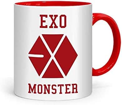 FMstyles Red Ceramic EXO Monster Mug - Modern Lightweight Design