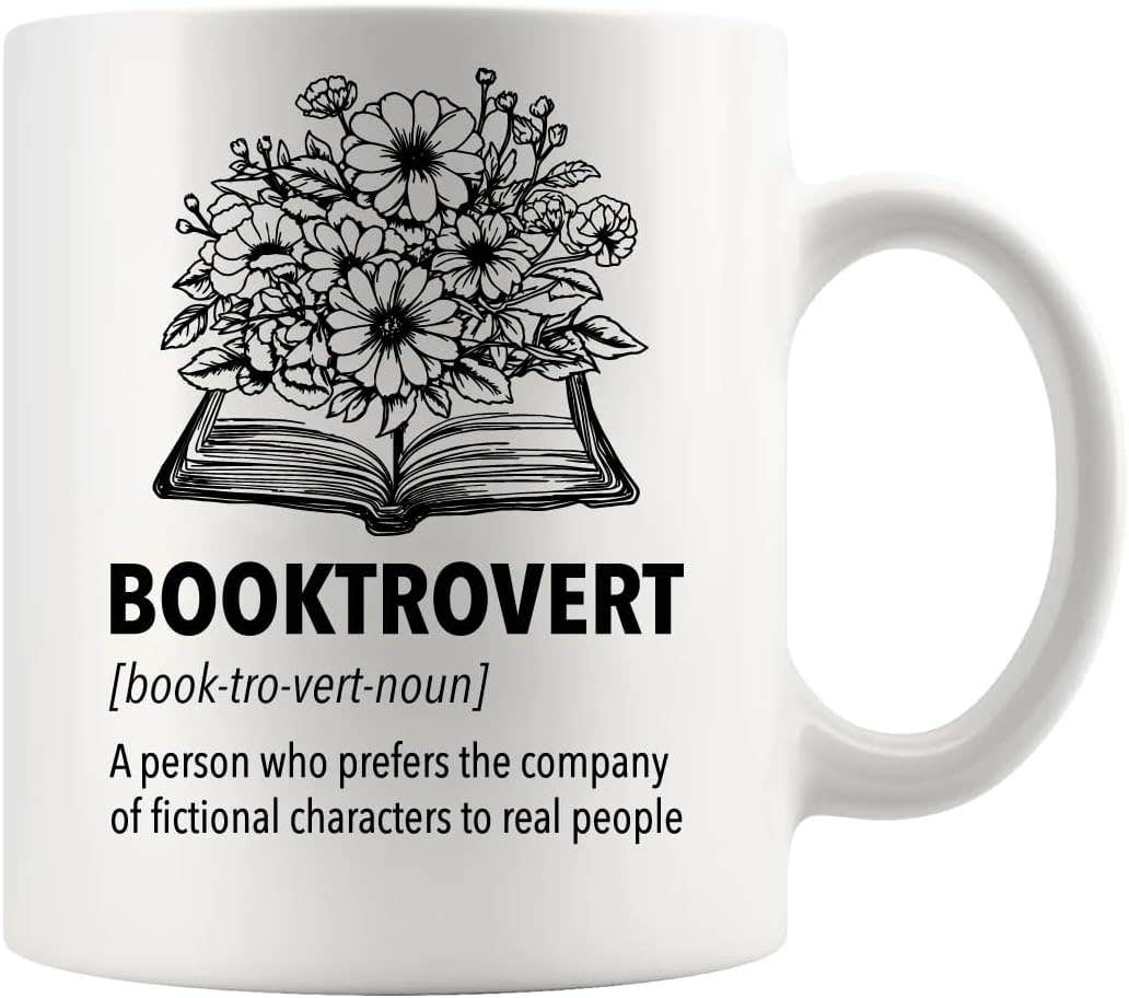 Panvola Booktrovert Definition Mug - Funny Book Lover Gift - 11oz White