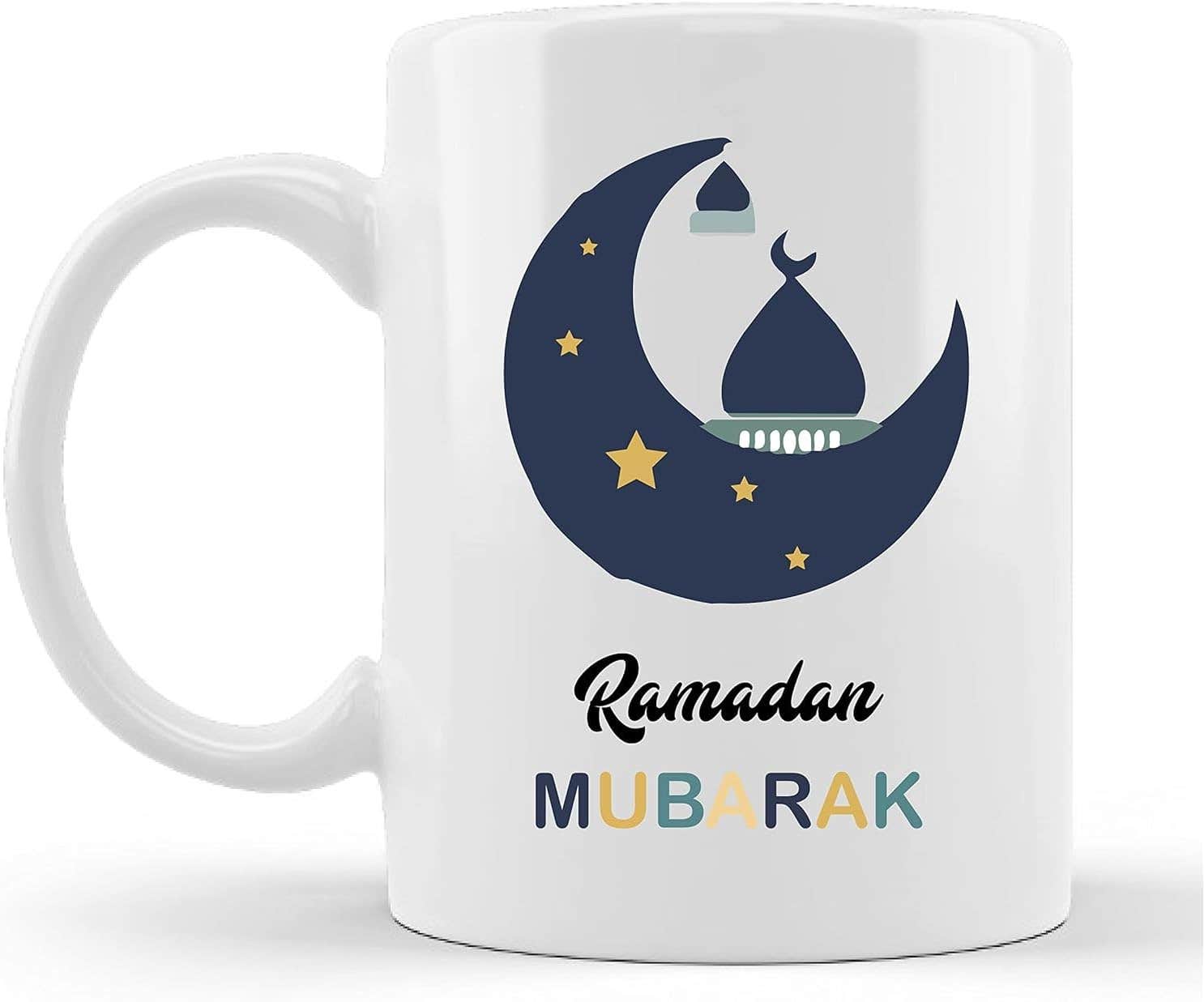 Ramadan Ceramic Mug - Silver, 300ml Capacity, Heat Resistant