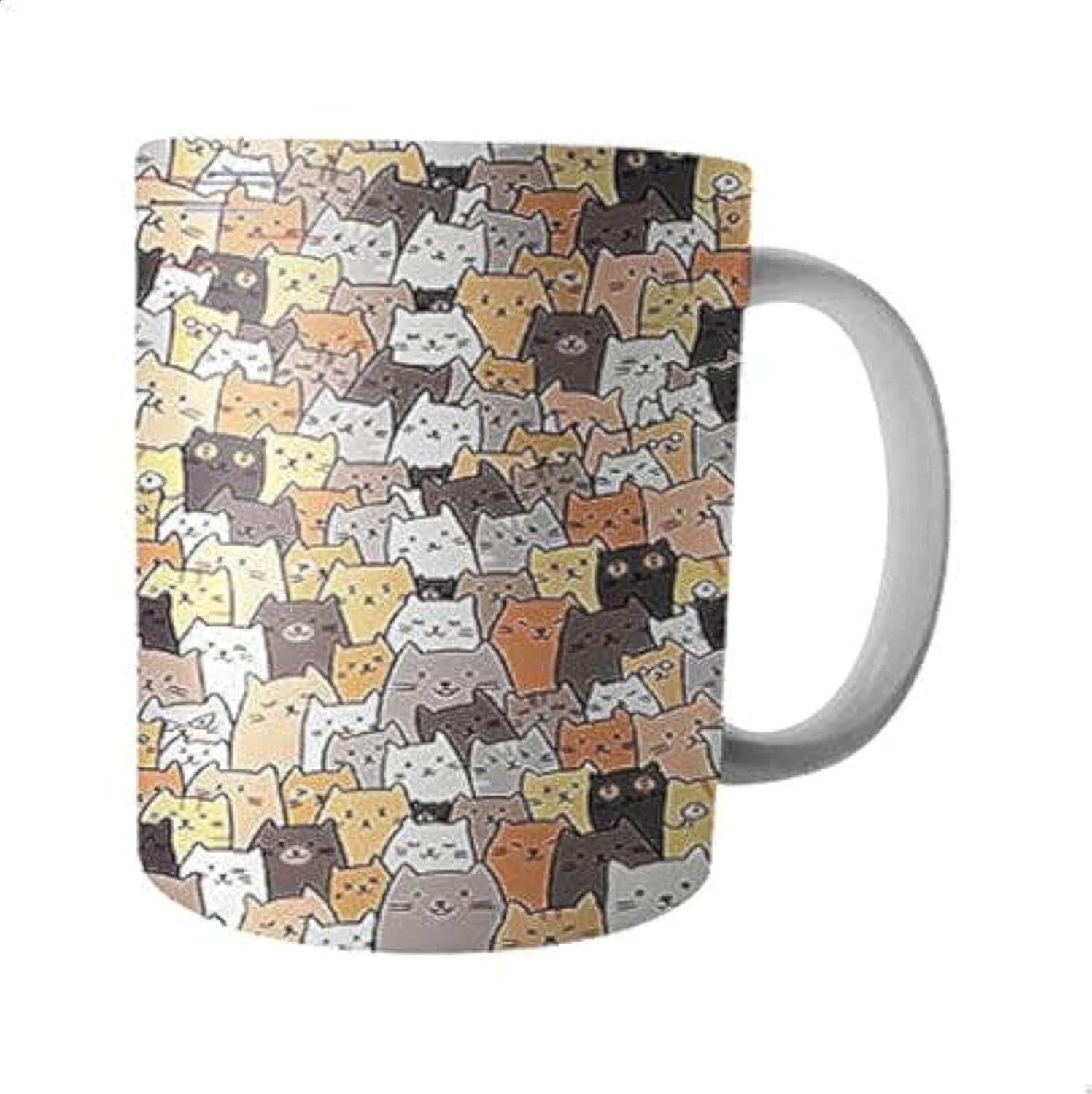 Ceramic Smiling Cats Printed Mug - Multicolor, Animal Theme