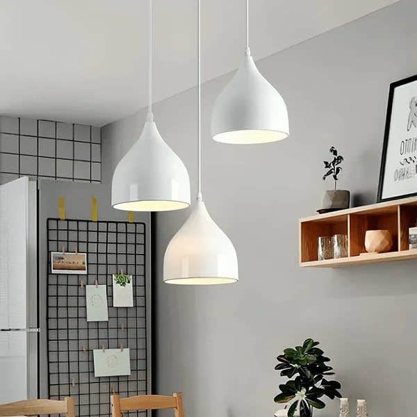 Set of 3 Modern White Teardrop Pendant Lights for Kitchen & Dining