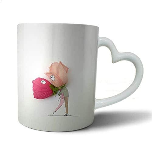 Bit Hosny Ceramic Heart Hand Multi Color Mug - Dishwasher & Microwave Safe