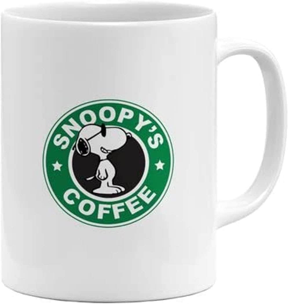 RYN Printed Ceramic Coffee Mug - White/Green/Black - 11oz - Microwave Safe