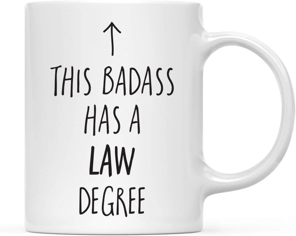 Law School Graduation Coffee Mug Gift, Ceramic White 1ml, Arrow Graphic