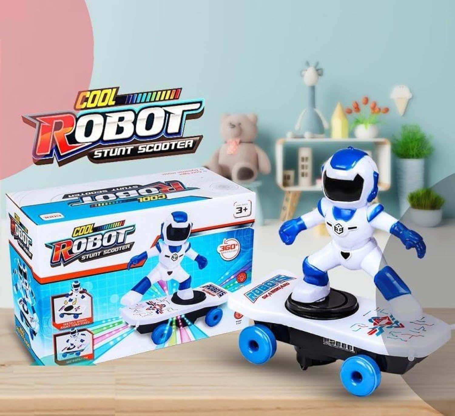 Kids Electric Scooter with Bright Colors and Music, 360° Rotation - Birthday Gift for Boys and Girls