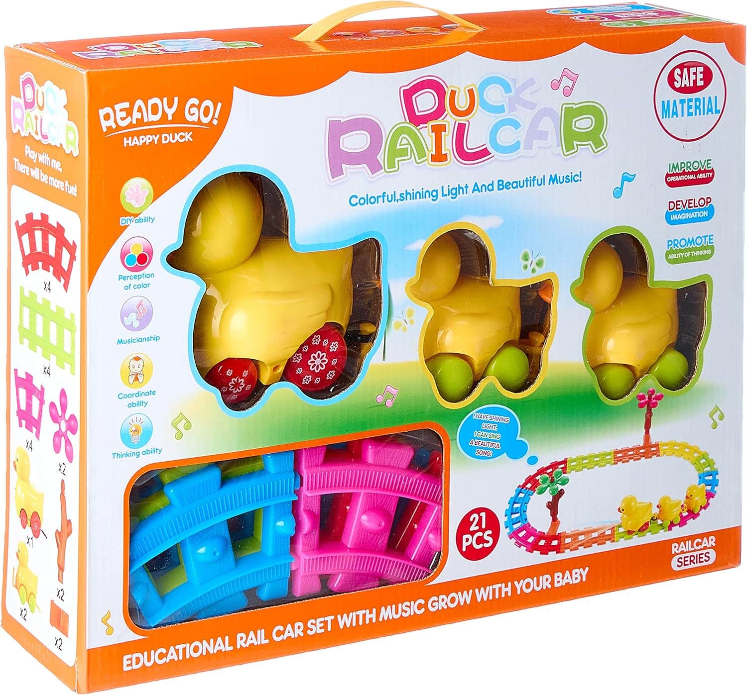 Gaoerjiefu Educational Duck Railcar Set with Music - Multi Color - Ages 3+