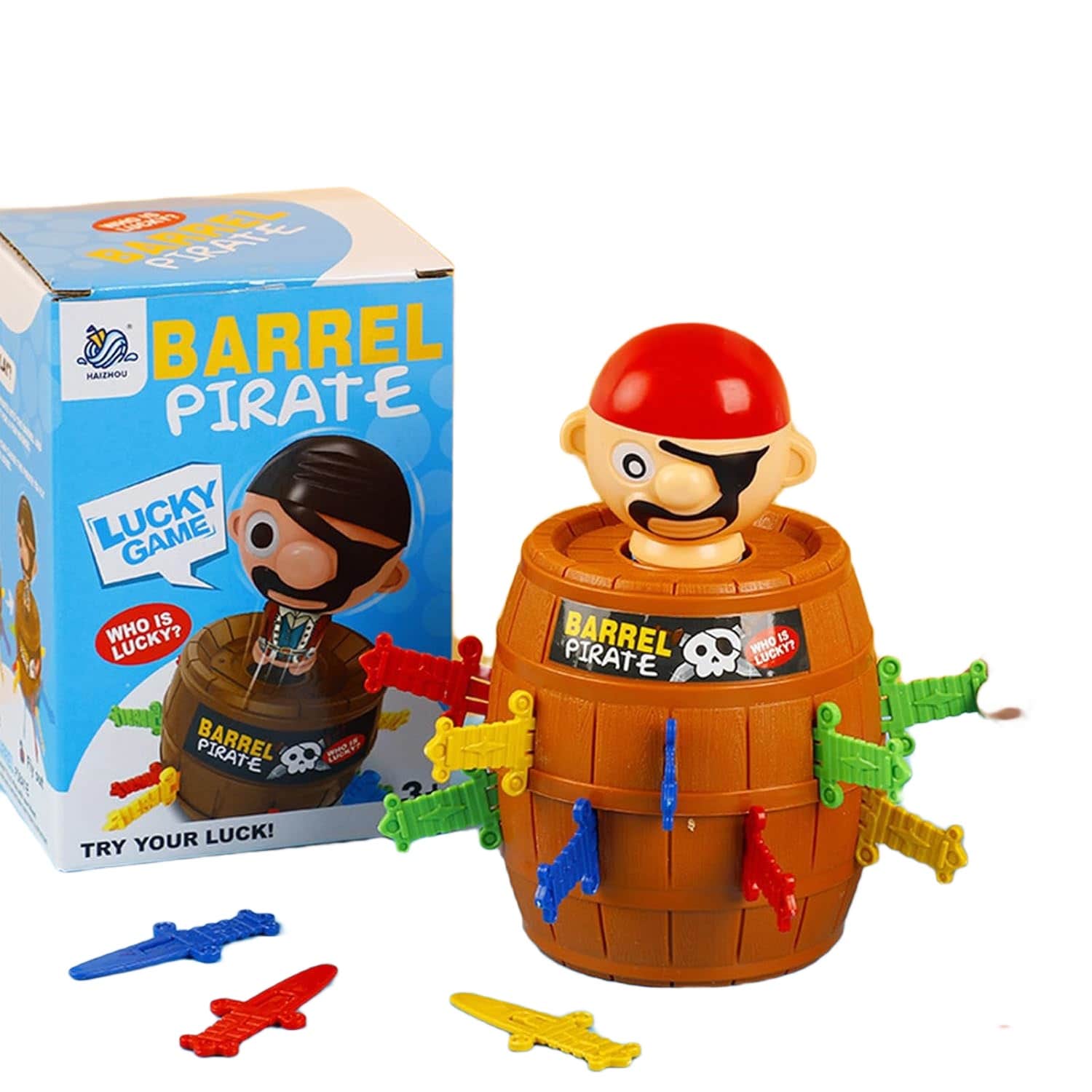 Waldspring Pirate Barrel Game - High Quality Plastic, 4 Colors Keys
