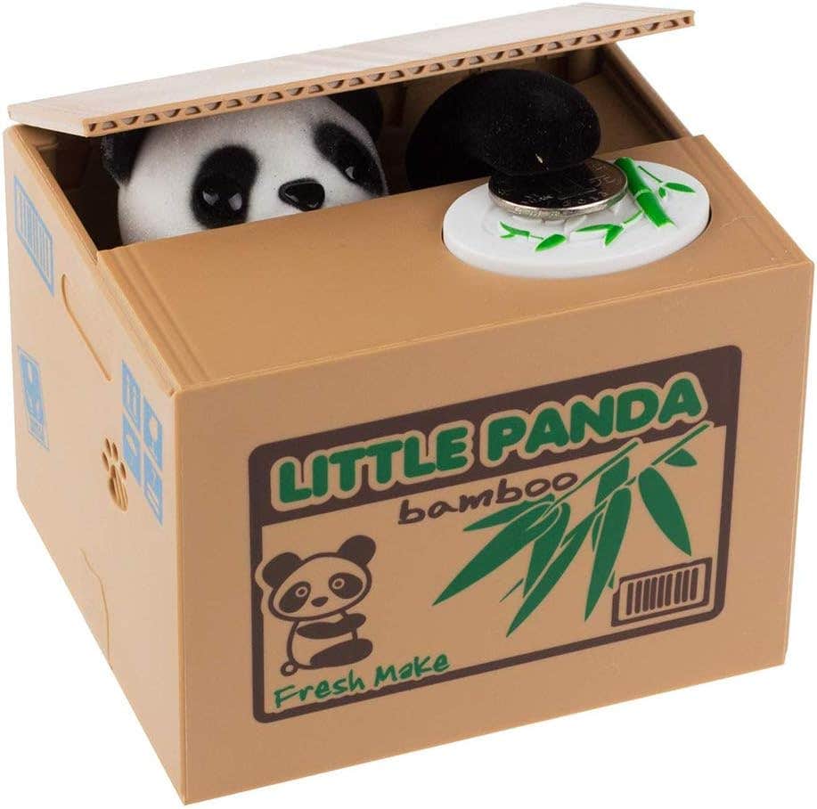 Powerking Panda Piggy Bank for Kids - Talking Coin Stealing Money Box