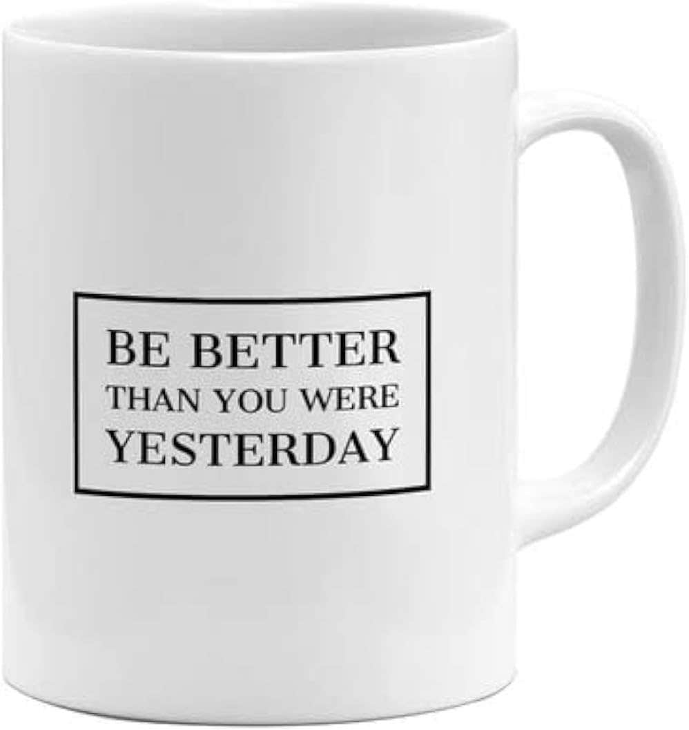 RYN Motivational Quote Ceramic Mug - White/Black, 350ml
