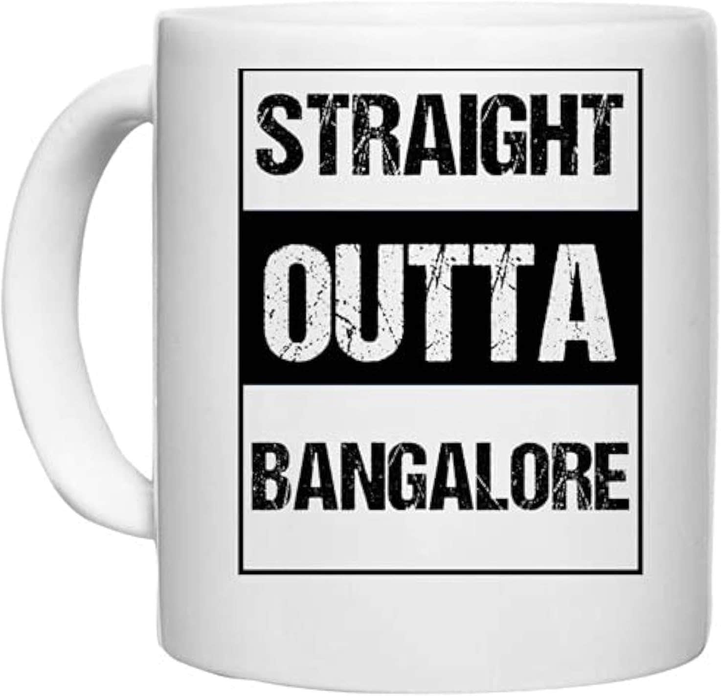 UDNAG White Ceramic Coffee Mug 'Bangalore | Straight Outta Bangalore' 350ml