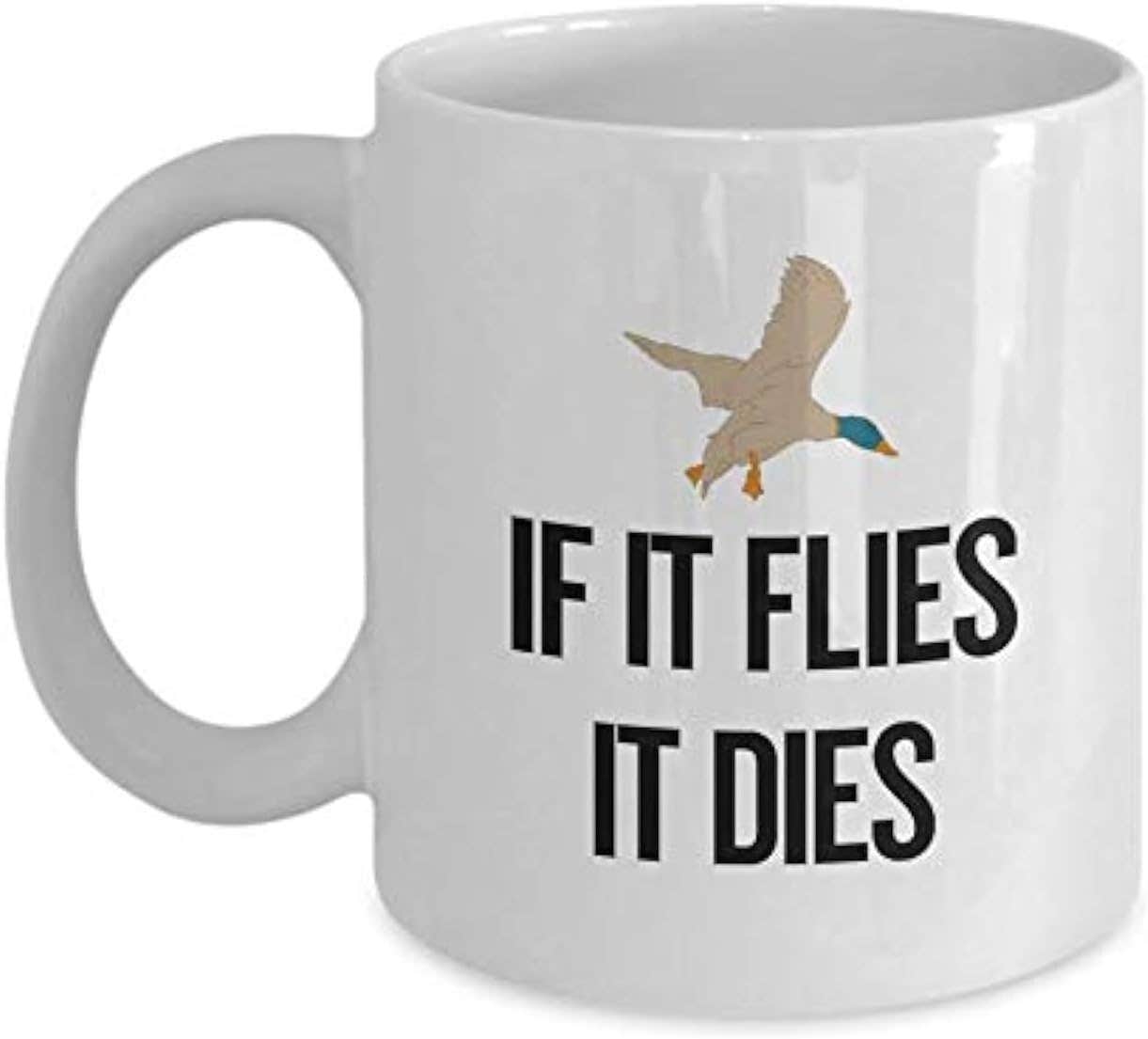 Classic White Ceramic Coffee Mug - Hunting Quote, 11oz