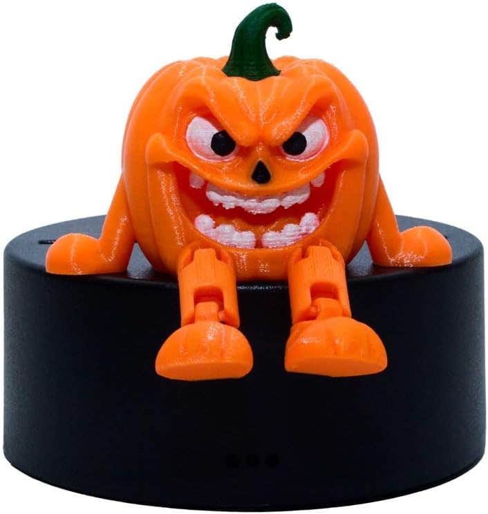 Halloween Pumpkin Figurine, Orange Desk Decor Doll with Movable Feet, Halloween Decorations