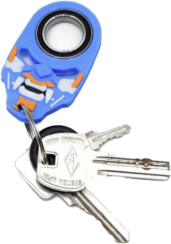 keychain Ninja Swivel keychains,(Metal spinner finger- Plastic 3D Body) keychain tips to relax portable car or bike swivel keychains for boys, men and women Blue Samurai