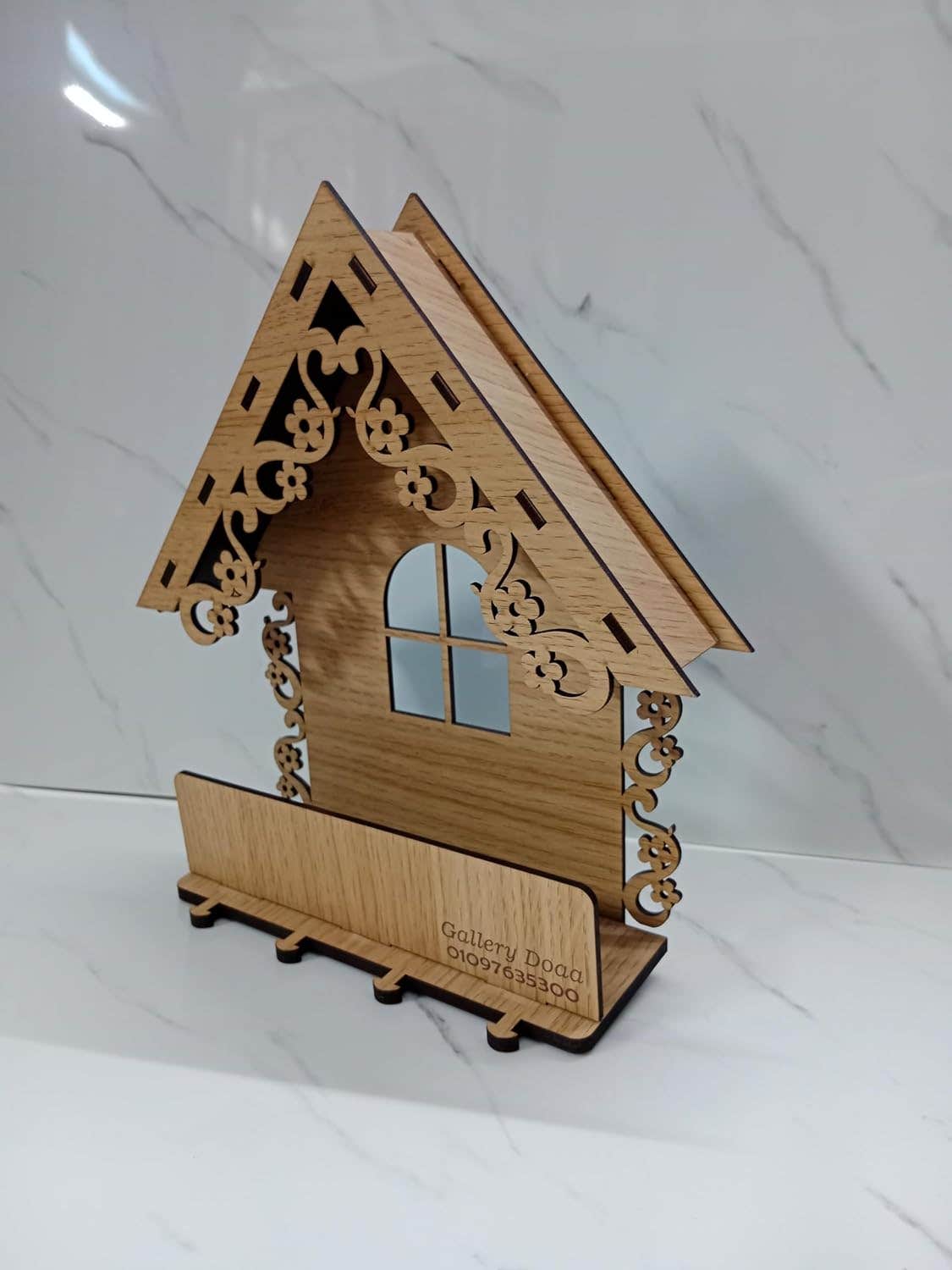 Gallery.Doaa Wooden Key Holder Laser Design - Beige Clay - Trendy Home Decor