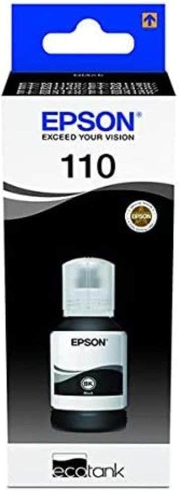 Epson 110 EcoTank Pigment Black Ink Bottle - 120 ml - Refillable - Print up to 6000 Pages