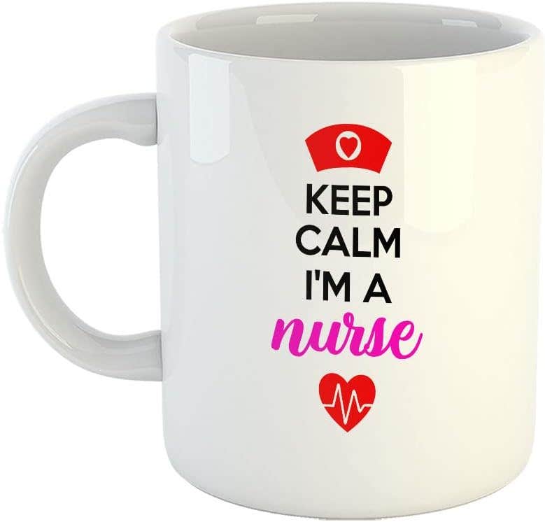 Happu Nurse Printed Ceramic Coffee Mug - White, 325 ML - Gift for Nurses & Nursing Students