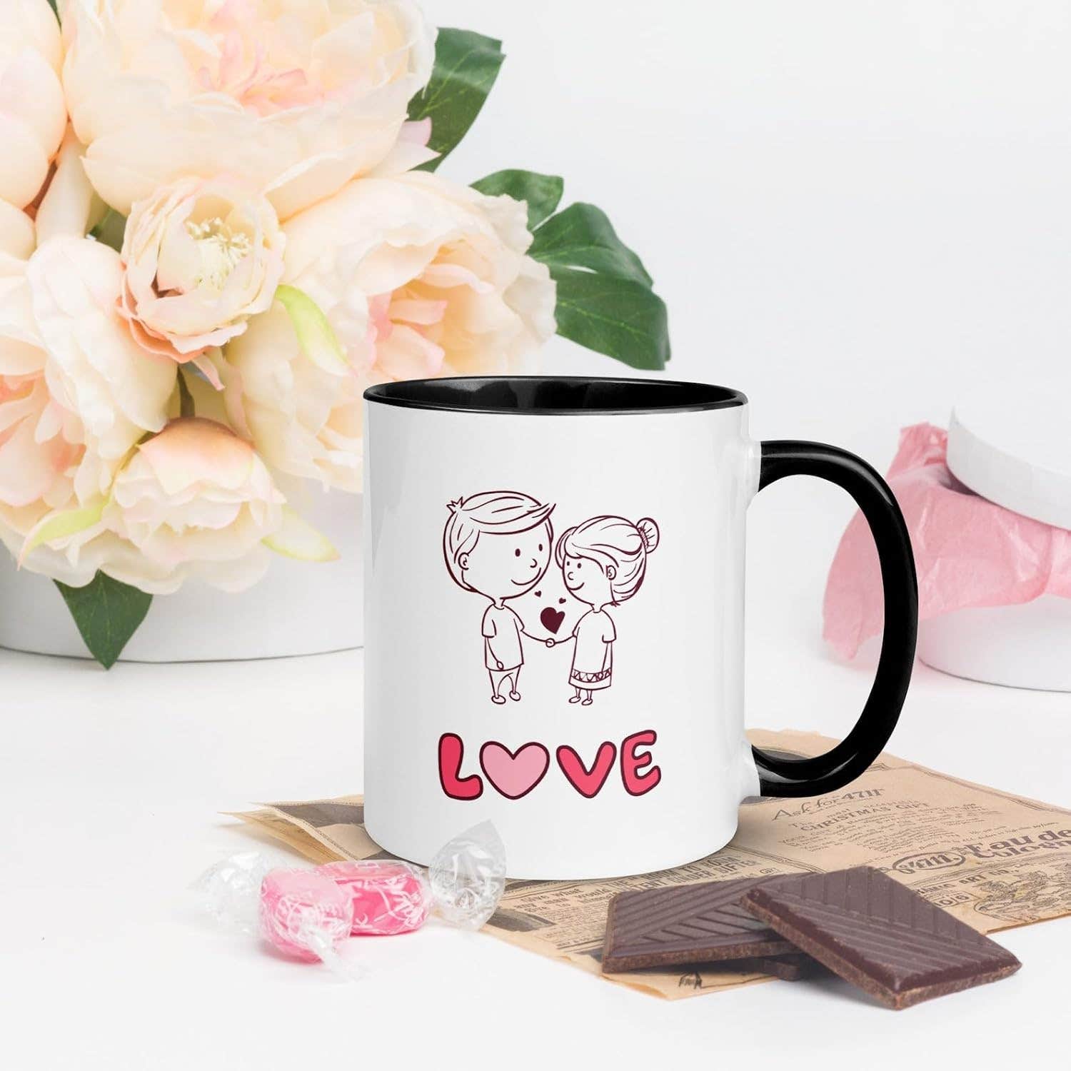 Valentine's Day Ceramic Coffee Mug, Silver - 300ml