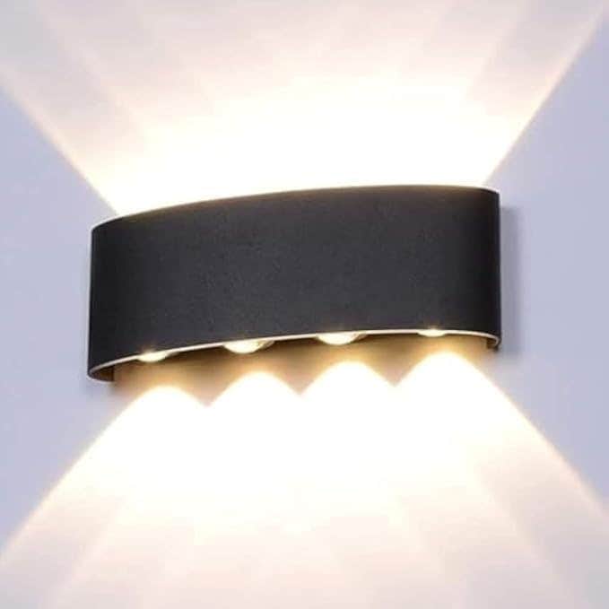 Generic LED Black Wall Lamp - Modern Indoor Outdoor Metal Light Square - 8W