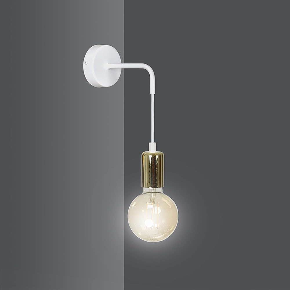 Modern White Metal Arm Wall Sconce with Gold Socket - Contemporary Lighting Fixtures