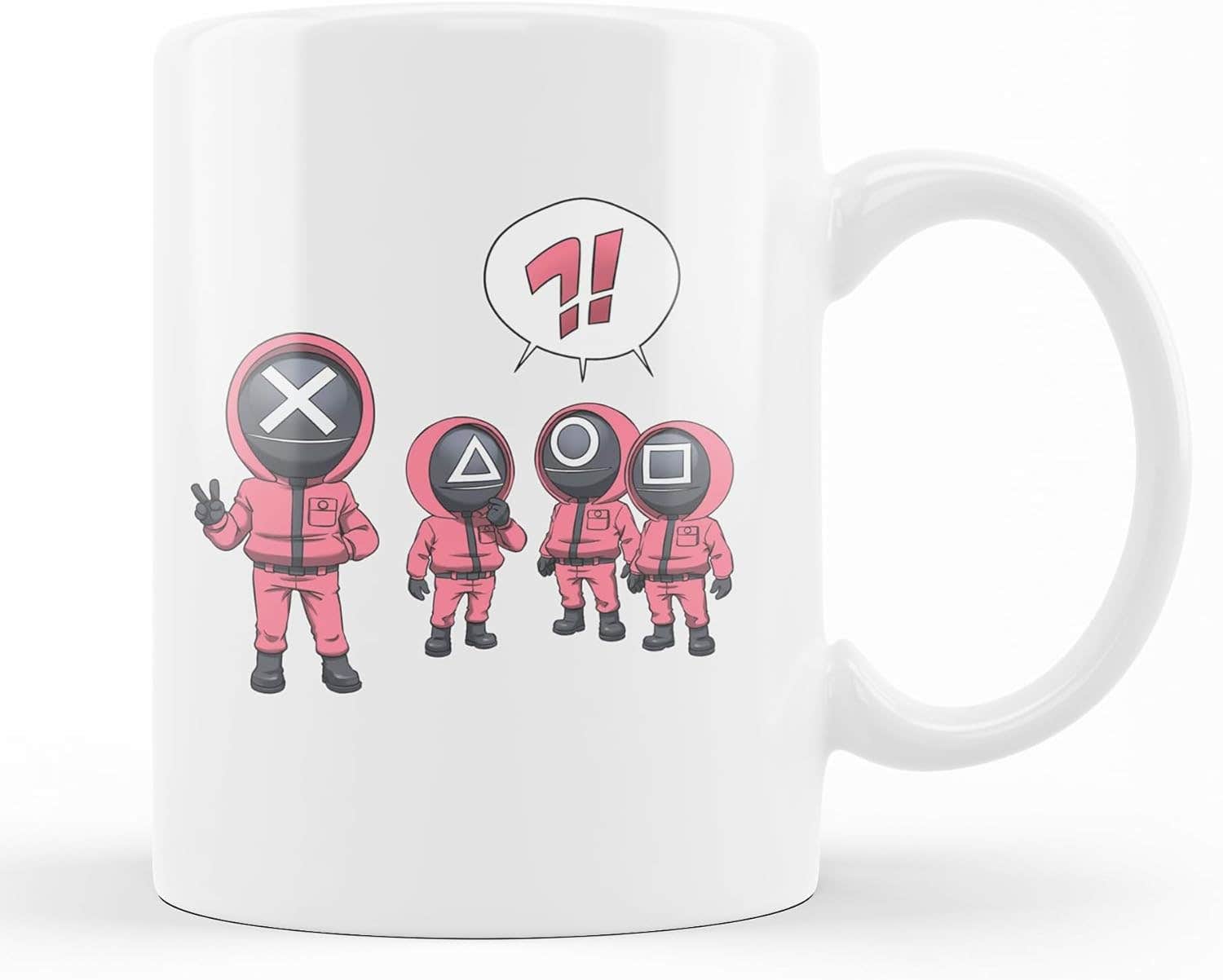 Porcelain Squid Game Print Coffee Mug - White, 300ml