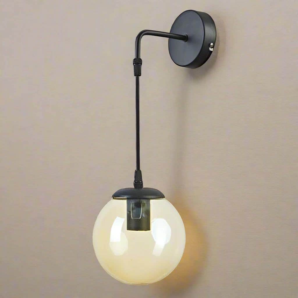 Modern Black Metal Globe Wall Sconce Light for Industrial Style